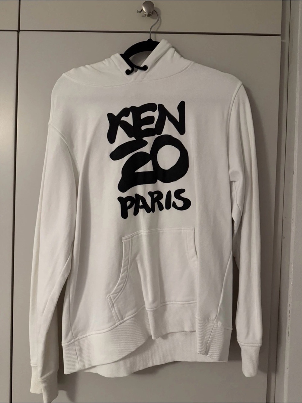 Kenzo White Hoodie with Green Logo